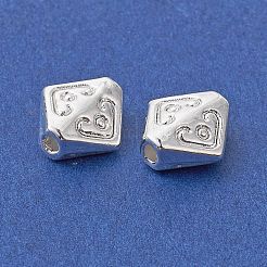 合金ビーズ  長持ちメッキ  菱形  銀  9.5x8.5x4mm  穴：1.2mm&nbsp;FIND-B029-22S