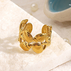 304 Stainless Steel Open Cuff Rings for Women&nbsp;WG32771-01