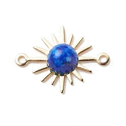 天然混合宝石コネクタ チャーム  太陽リンク  14KGP本金メッキ真鍮製パーツとともに  18x13.5x4mm  穴：1mm&nbsp;PALLOY-JF01938