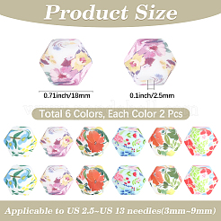 12Pcs 6 Colors Printed Silicone Focal Beads&nbsp;SIL-PA0001-65