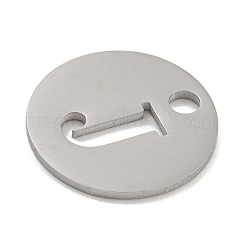 変色しない304ステンレススチールペンダント  ステンレス鋼色  アルファベット付きフラットラウンド  文字J  19x1.2mm  穴：2.5mm&nbsp;STAS-F233-M-P01-A-J