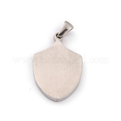 変色しない304ステンレススチールペンダント  フルール·ド·リスとシールド  ステンレス鋼色  29x18x3mm  穴：3.5x5mm&nbsp;STAS-G246-03