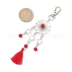 Natural & Dyed Malaysia Jade Bead & Alloy Pendant Decoration&nbsp;HJEW-JM02936-02