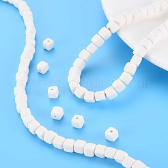 手作り樹脂粘土ビーズ連売り  キューブ  ホワイト  6x6x6mm  穴：1.2mm  約62個/連  14.84インチ〜15.75インチ（37.7cm〜40cm）&nbsp;X-CLAY-T020-09I