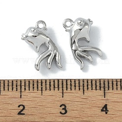 真鍮チャーム  カドミウムフリー＆ニッケルフリー＆鉛フリー  魚  本金メッキ&ステンレススチールカラー  13x7x4.5mm  穴：1mm&nbsp;KK-H482-14B-P