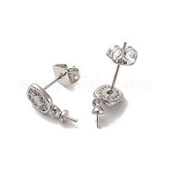 Brass Micro Pave Cubic Zirconia Studs Earrings Findings&nbsp;EJEW-H128-05P