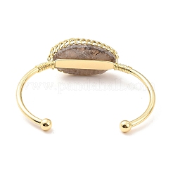Natural Smoky Quartz Horse Eye Wrapped Cuff Bangle&nbsp;G-D458-02G-08-RS
