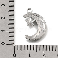 304ステンレスペンダント  エナメル  月と星のチャーム  ステンレス鋼色  ミックスカラー  24x17x3mm  穴：2.5mm&nbsp;STAS-N108-93P