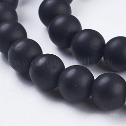 合成ブラックストーンビーズ連売り  艶消し  ラウンド  10~11mm  穴：1mm  約37~40個/連  14.9~15.1インチ（38~38.5cm）&nbsp;G-R345-10mm-38-1