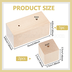 未完成の木材3個  DIYクラフト製作用品  混合図形  37~100x37~46.5x37~46.5mm  穴：4mm&nbsp;WOOD-BC0001-42