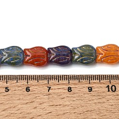 塗装ガラスビーズ連売り  ゴールドライン入り  花  ミックスカラー  12~12.5x10~10.5x6~6.5mm  穴：1.2mm  約25個/連  11.61''（29.5センチメートル）&nbsp;GLAA-Z021-20