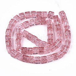 クラックガラスビーズ  染め＆加熱  正方形  インディアンレッド  6x6x6mm  穴：1.4mm  約60~61個/連  14.96インチ（38cm）&nbsp;GLAA-S192-005H