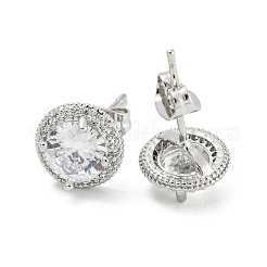Brass Micro Pave Cubic Zirconia Ear Studs&nbsp;EJEW-P261-17P