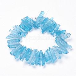 天然水晶ポイントビーズ連売り  染め  ナゲット  15~30x4~8x4~7mm  穴：1mm  8インチ&nbsp;G-K181-B06