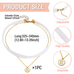 Alloy Enamel Letter Pendant Single Face White Velvet Ribbon & Brass Chain Double Layered Choker Necklaces&nbsp;NJEW-TAC0034