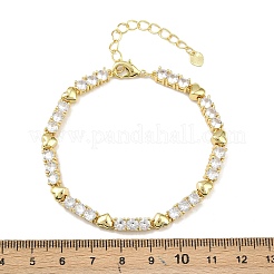 Brass Micro Pave Clear Cubic Zirconia Link Chain Bracelets for Women&nbsp;BJEW-P366-02B-G