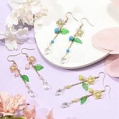 Amethyst/Green Aventurine/Lemon Jade/Synthetic Turquoise/Rose Quartz & Acrylic Dangle Earrings&nbsp;EJEW-JE06196