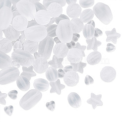 100Pcs 5 Style Transparent Frosted Acrylic Beads&nbsp;FACR-PJ0001-02