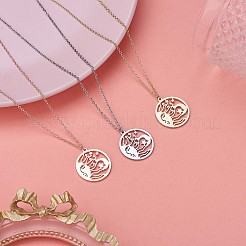 ステンレススチールの天体太陽月星ペンダントネックレス  ラッキーモチーフのお守りネックレス  女性のためのフラットラウンド中空ネックレスジュエリーギフト  ステンレス鋼色  17.72インチ（45cm）&nbsp;JN1058A