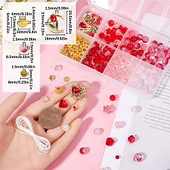 Valentine's Day Theme DIY Glass Beads Stretch Bracelet Jewelry Kits&nbsp;DIY-SC0028-68