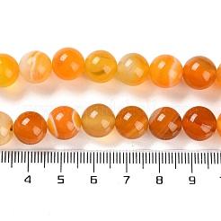 天然石縞瑪瑙/バンデットアゲートビーズ連売り  染め  ラウンド  オレンジ  10mm  穴：1.2mm  約19個/連  7.60''（19.3センチメートル）&nbsp;G-Z060-A01-C25