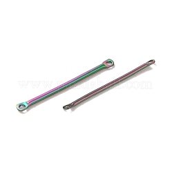 イオンプレーティング（IP）304ステンレススチールコネクタチャーム  バーリンク  虹色  25x2.5x1.2mm  穴：1.2mm&nbsp;STAS-Q323-06C-RC