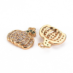 Autumn Theme Brass Micro Pave Cubic Zirconia Charms&nbsp;KK-S360-138A-NF