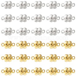 10セット2色真鍮マグネットクラスプ  ジュエリー作りのための  フラットラウンド  ゴールデン＆シルバー  12.5x7mm  穴：1.6mm  5セット/カラー&nbsp;KK-CJ0001-90