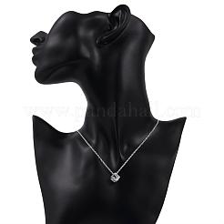 Silver Color Plated Brass Cubic Zirconia Cube Pendant Necklace&nbsp;NJEW-BB00455