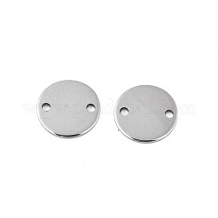 変色しない304ステンレススチールコネクタチャーム  空白タグのスタンプ  フラットラウンド  ステンレス鋼色  10x0.5mm  穴：1.2mm&nbsp;STAS-N095-116C-01