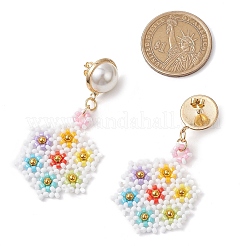 Glass Seed Beads Dangle Stud Earrings&nbsp;EJEW-MZ00324
