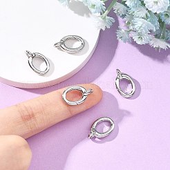シェグレース真鍮製スプリングゲートリング  オーバル  カドミウムフリー＆鉛フリー  長持ちメッキ  プラチナ  15x9x5mm  穴：2mm&nbsp;XGRQ58943-764P