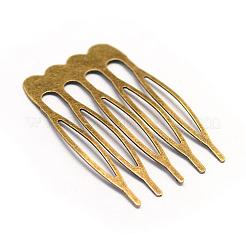 鉄のヘアコームパーツ  アンティークブロンズ  25x39x1mm&nbsp;MAK-Q005-27