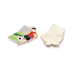 合金エナメルチャーム  サッカーと人間のチャーム  ゴールドカラー  カラフル  30x26x1mm  穴：1.2mm&nbsp;ENAM-T025-01G-10