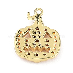 Rack Plating Brass Orange Cubic Zirconia Pendants&nbsp;KK-D031-03G