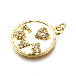 Rack Plating Brass Micro Pave Cubic Zirconia Pendants&nbsp;KK-K401-78G