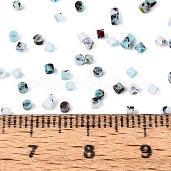 Spray Painted Picasso Cylinder Glass Seed Beads&nbsp;GLAA-T028-12A-07