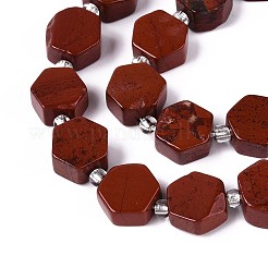 天然石レッドジャスパービーズ連売り  六角  シードビーズで  8~10x8~10x4~5mm  穴：0.9~1mm  約34~38個/連  15.35~15.94''（39~40.5センチメートル）&nbsp;G-P534-A19-02