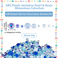 2 Bags ABS Plastic Imitation Pearl with Resin Rhinestone Cabochon&nbsp;MRMJ-SC0001-20A