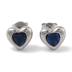 Ion Plating(IP) 304 Stainless Steel Heart Stud Earrings&nbsp;EJEW-C099-13PG-04