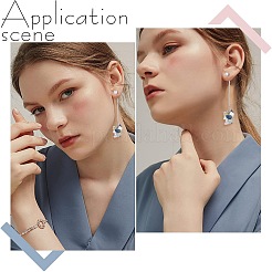 天然混合宝石チップ＆パール＆キュービックジルコニアクラスターダングルスタッドピアス1組  316サージカルステンレススチールチェーンタッセルロングドロップイヤリング（女性用）  66mm  ピン：0.7mm&nbsp;EJEW-UN0002-26