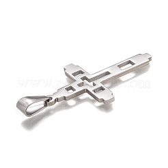 変色しない304ステンレススチールペンダント  クロス  ステンレス鋼色  41x24.5x1.5mm  穴：4x8.5mm&nbsp;STAS-J036-111G