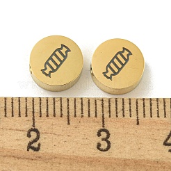 ハロウィン 304 ステンレス ビーズ  18KGP本金メッキ  フラットラウンド  キャンディ  8x3mm  穴：2mm&nbsp;STAS-U017-01G-N