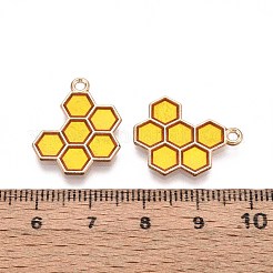 合金エナメルチャーム  ゴールドカラー  ハニカム  21x17x1.5mm  穴：1.6mm&nbsp;ENAM-T022-60A