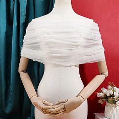 ポリエステルショール  プラスチックパール付き  結婚式の花嫁のアクセサリー  ホワイト  970x120~710x3mm&nbsp;AJEW-HY0003-32