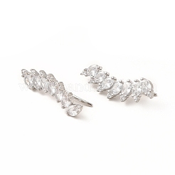 Brass Micro Pave Cubic Zirconia Stud Crawler Earrings&nbsp;EJEW-H091-11P