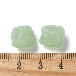ベーキングペイント透明ガラスビーズ  グラデーションカラー  ライオン  薄緑  11.5x11x9.5mm  穴：1.2mm&nbsp;GLAA-C035-01G