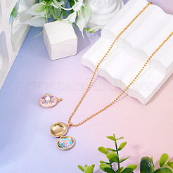 1Pc Brass Enamel Locket Pendants&nbsp;KK-TADJ0001-05A