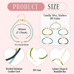 5Pcs 5 Colors 3MM Braided Round Imitation Leather Cord Bracelet Making&nbsp;MAK-TA0001-35B
