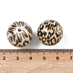 不透明なアクリルビーズの印刷  ヒョウ柄のラウンド  小麦  20mm  穴：2.5mm&nbsp;OACR-Z035-09
